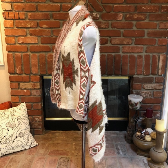 Italy Design High Low Aztec Native Vest Jacket M - Picture 6 of 12